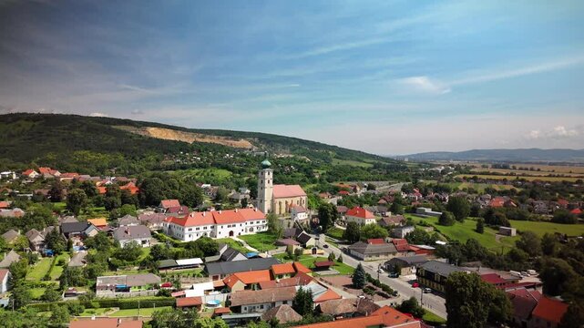 Aerial View Over Čachtice Village, Nov&eacute; Mesto nad V&aacute;hom, Slovakia