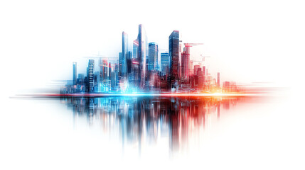 Fototapeta premium Illuminated futuristic city skyline a neon wonderland of architectural marvels and technological innovation