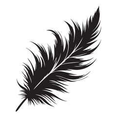 Obraz premium Feather falling silhouette vector black colour white background