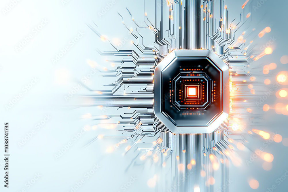 Poster exploring the future of quantum computing breakthroughs in processor technology and their impact on 