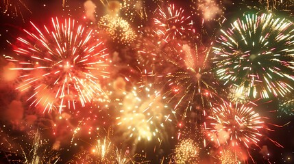 Colorful Fireworks Display in Night Sky