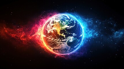 Fototapeta premium Beautiful neon digital image of the earth 