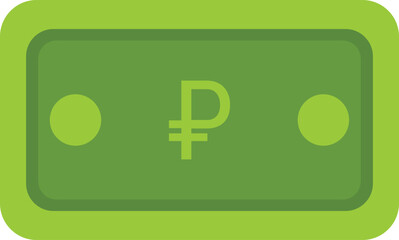 Green Russian Ruble Note Icon Currency Finance Illustration.