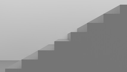 Gray staircase on white background, representing the concept of progress and success. Ideal for graphic design projects, presentations and motivational campaigns.
