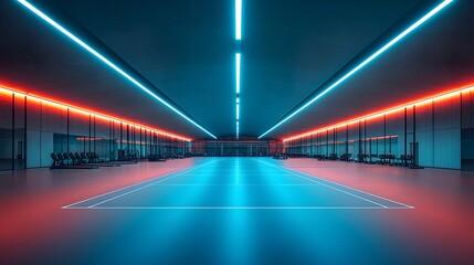 Neon Lit Indoor Sports Court