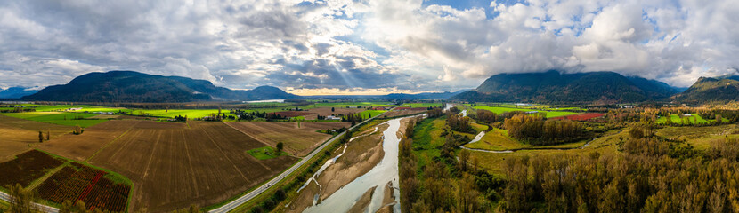 Stunning Aerial View of Fraser Valley in Autumn