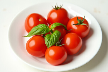 fresh tomatoes basil make sweet combination crisp white plate