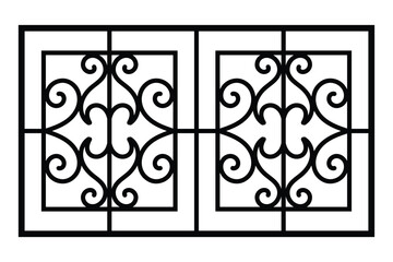 Steel Iron window grill design vector