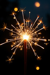 Obraz premium sparklers shine amidst bursts colorful fireworks delicate glittering effect dark background