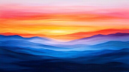 Abstract Desert Sunset in Vibrant Paint Colors