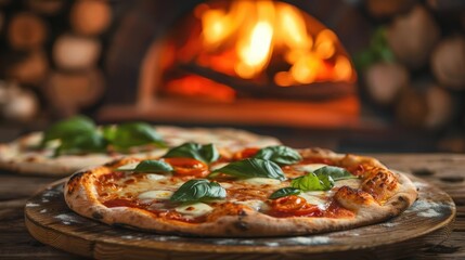 Rustic Pizza with Fresh Basil and Mozzarella