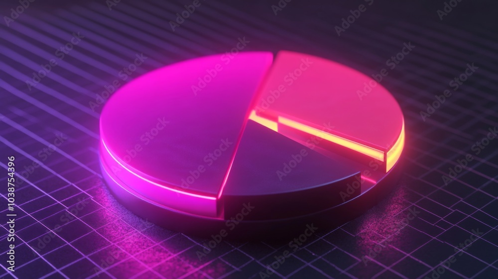 Aufkleber vibrant neon pie chart for data visualization