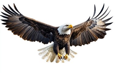 Fototapeta premium Image of a bald eagle taking flight, available in PNG.