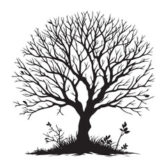 Tree branches silhouette vector  black colour white background