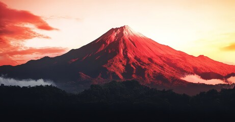 PNG depiction of mountainous terrain with volcanic elements in nature.
