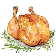 Chicken meat watercolor clipart illustration 