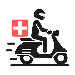 Medicine Delivery Boy icon with bike medicine box vector art image
