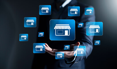 Franchise business concept, franchise network business marketing