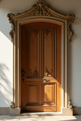 wooden door elegant classic frame cut partially open