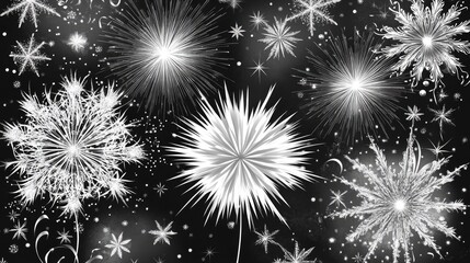 Fototapeta premium Abstract White and Silver Fireworks Display for New Year Celebration Generative AI