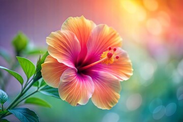 Fototapeta premium Single hibiscus flower in full bloom with delicate petals