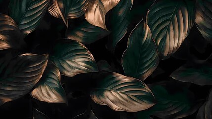 Calathea Leaf Patterns: Intricate patterns on a calathea leaf, resembling fine brushstrokes. 