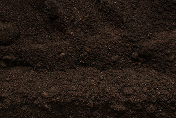 Black land for plant background. Top view.