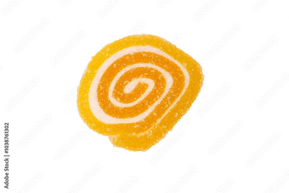 Wall mural Jelly sweet candy roll isolated on a white background. Marmalade candy.