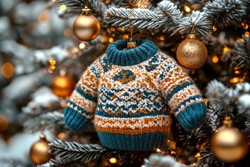 Christmas Jumper Day. Christmas tree toy in the form of a warm winter sweater