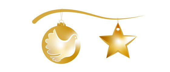 Weihnachtskugel gold Friedenstaube