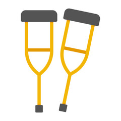 Walking stick icon, flat design of crutches

