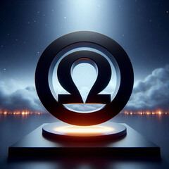 illustration of a symbol omgea glittering golden symbol