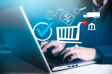 Online shopping concept. Customer is visiting online