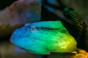 white quartz close up in prism light