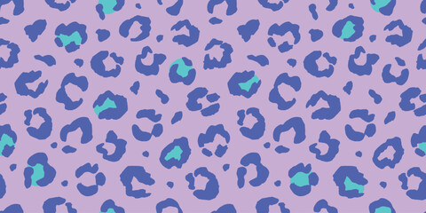 Seamless purple and blue pattern wild animal skins for fabric, textile design and decorative backgrounds. Wildlife and safari themes, bold and exotic look