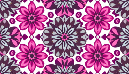 Modern floral ornament pattern isolated with white highlights, png