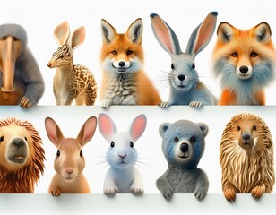 Set of animals isolated on a white background - illustration