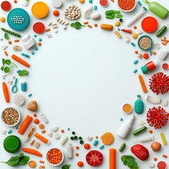 Probioticrich foods surrounded by animated bacteria icons, nutrition, digestive benefits