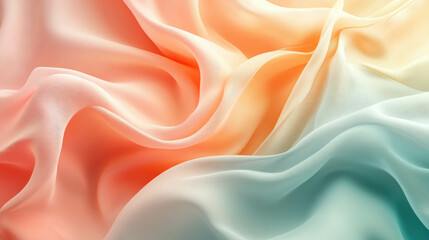 Obraz premium Abstract Pastel Fabric: Soft Draped Textures in Peach and Aqua Hues