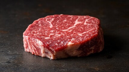 Wagyu beef steak with visible marbling, focusing on the premium quality
