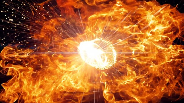 Animation blast effect for video overlay effect fire burning and energy explosion overlay effect,  zoom in. slow motion. 4K video