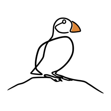 recommend clip art: line drawing of a puffin bird
