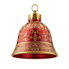 Christmas red decorative bell PNG isolated on transparent background, white background.