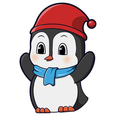 Cute penguin with hat Christmas 