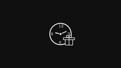 Obraz premium surprise box wiht clock icon, gift time, hour discount or incentive, present shopping