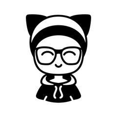 Girl with glasses and ears vector icon