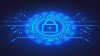 2d illustration Safety concept: Closed Padlock on digital background