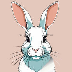 white rabbit cartoon vector