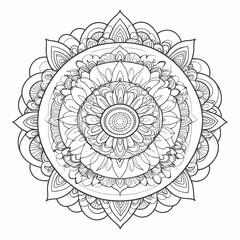  complex Intricate mandala design, featuring complex geometric patterns with with clear, bold lines.  white background,  coloring book page