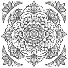  complex Intricate mandala design, featuring complex geometric patterns with with clear, bold lines.  white background,  coloring book page